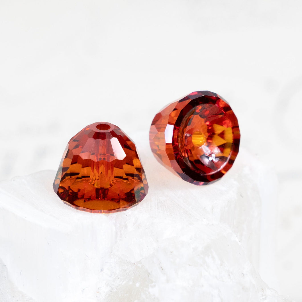 11mm Red Magma Drops Premium Crystal Bead Pair
