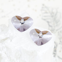 Load image into Gallery viewer, 17mm Lavender Premium Crystal Heart Charm Pair
