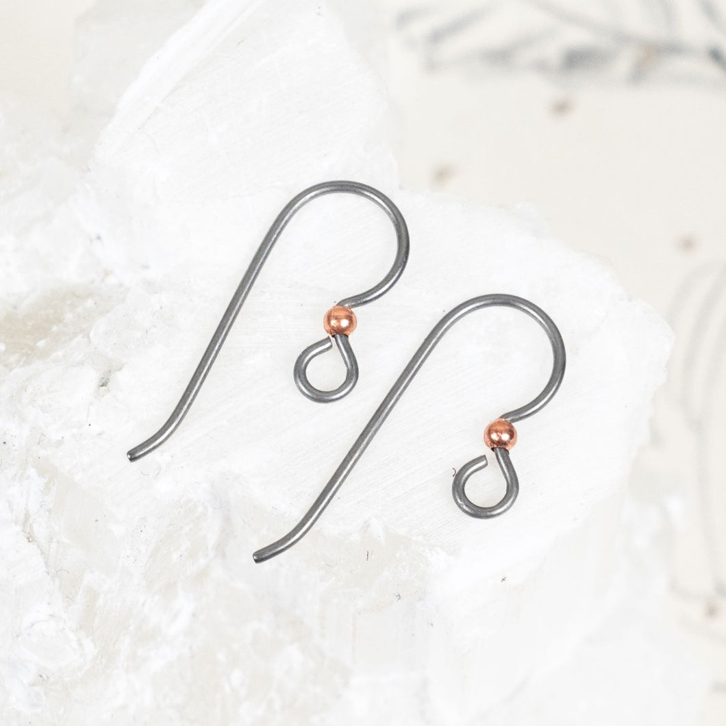 Copper and Gunmetal Ear Wire - 1 Pair