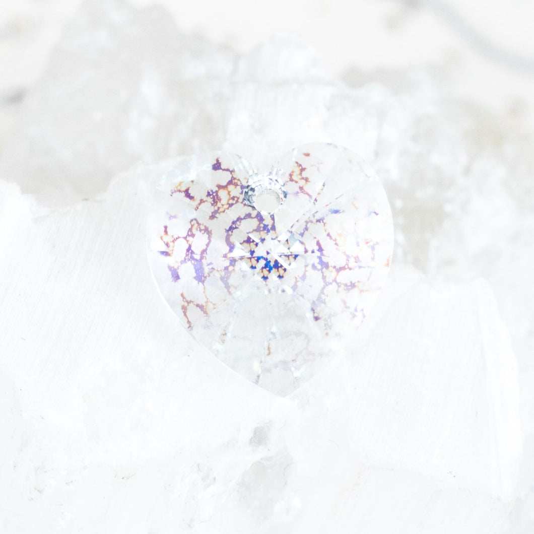 19mm White Patina Premium Crystal Heart Pendant
