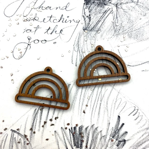 Half Round Arches Wood Earring Pair