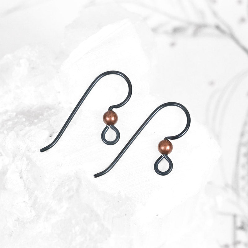 Gunmetal and Copper Ear Wire - 1 Pair
