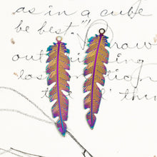 Load image into Gallery viewer, Rainbow Feather Long Charm Pair
