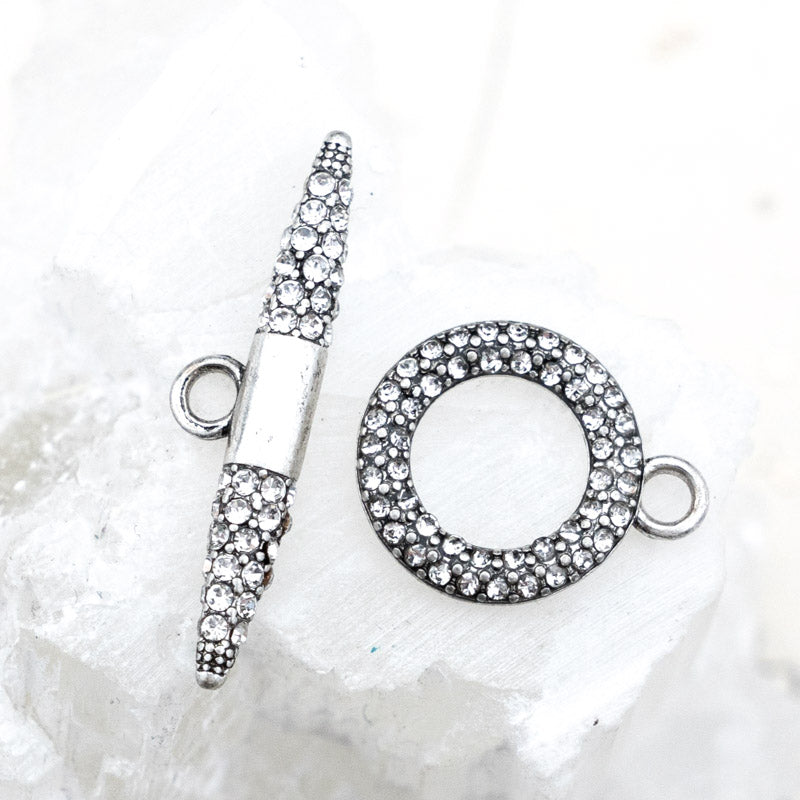 Pave Antique Silver Toggle Clasp