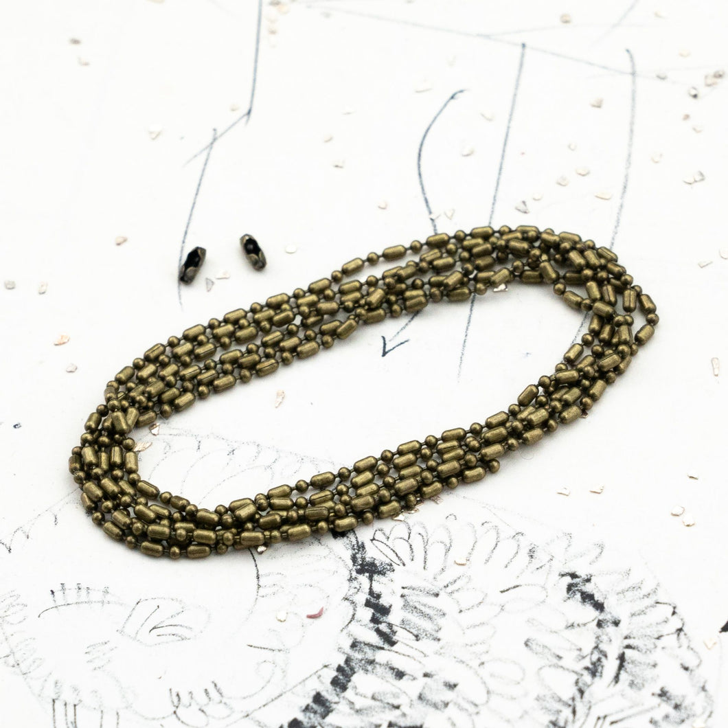 Antique Brass Dot and Dash Ball Chain Kit - 3 Feet & 2 Connectors