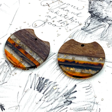 Load image into Gallery viewer, Stylish Cut Out Circle Resin and Wood Earring Pair
