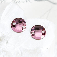 Load image into Gallery viewer, 10mm Antique Pink Round Checkerboard Premium Crystal Link Pair
