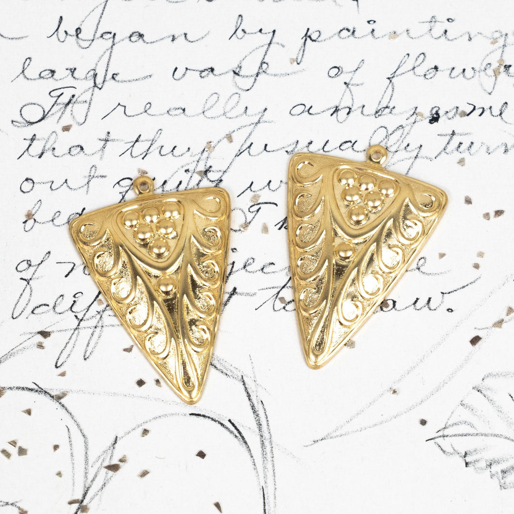 Fancy Solid Brass Triangles Pair