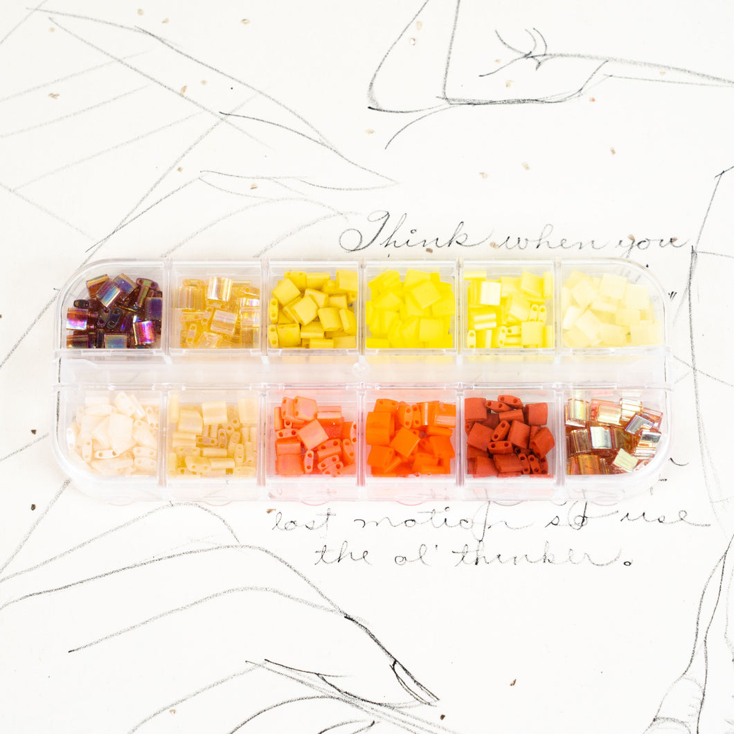 Yellow and Orange Tones 12 Colors Tila Bead Box