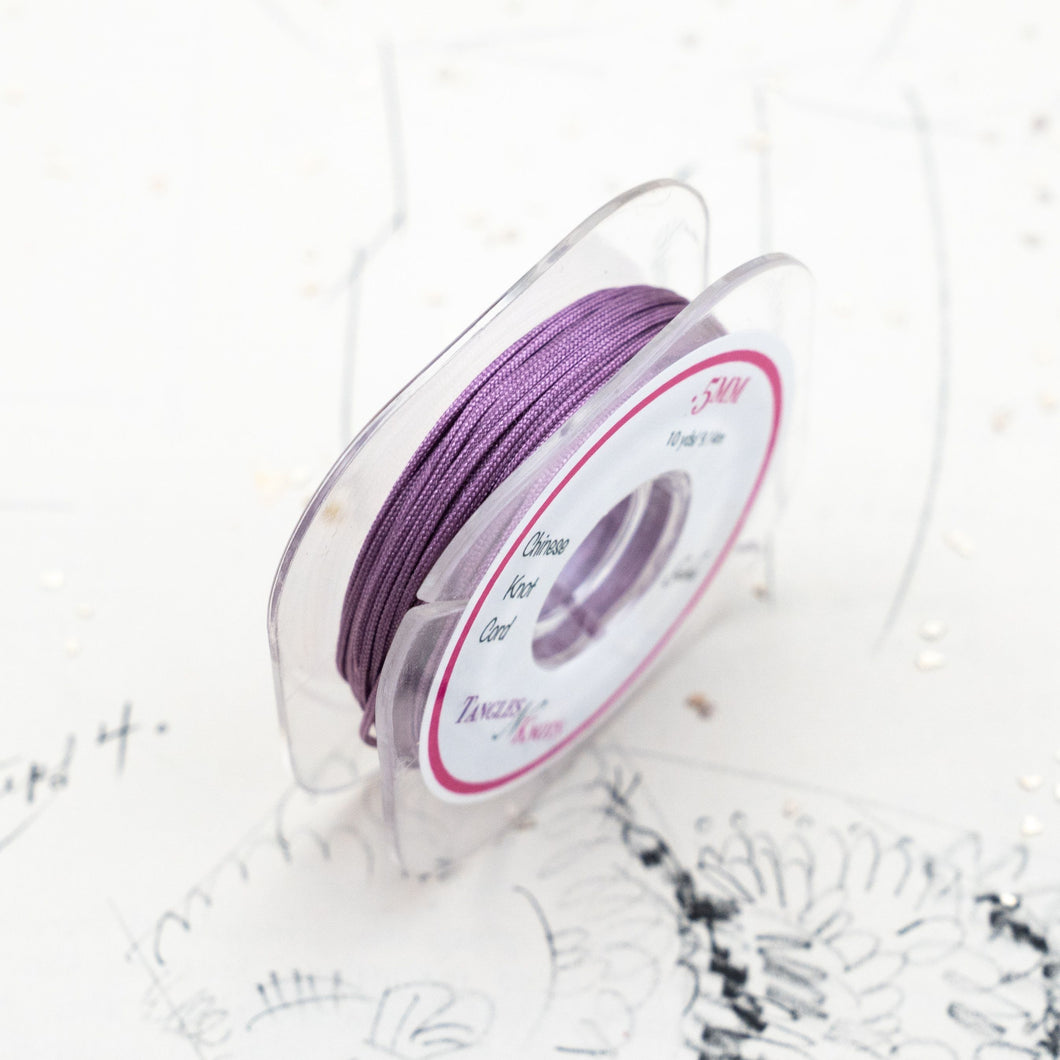 Mauve .5mm Chinese Knotting Cord -  10 Yard Bobbin