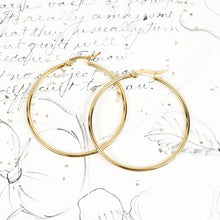 Load image into Gallery viewer, 44mm Large Gold Hinged Closure Hoop Pair
