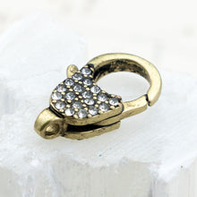 Load image into Gallery viewer, 21mm Pave Antique Brass Lobster Clasp
