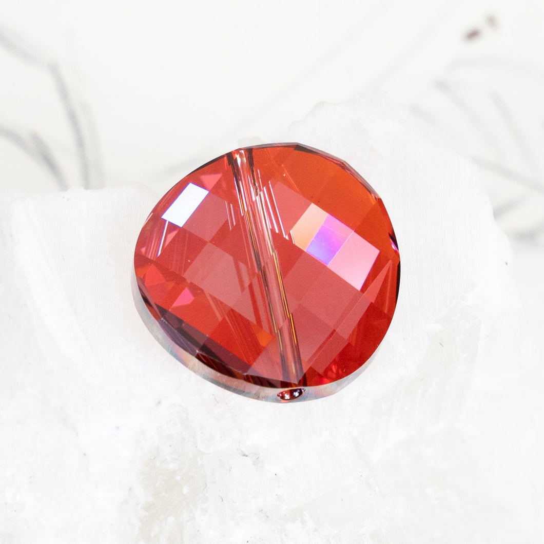 22mm Red Magma Premium Crystal Twist Bead
