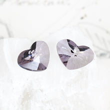 Load image into Gallery viewer, 17mm Lavender Premium Crystal Heart Charm Pair
