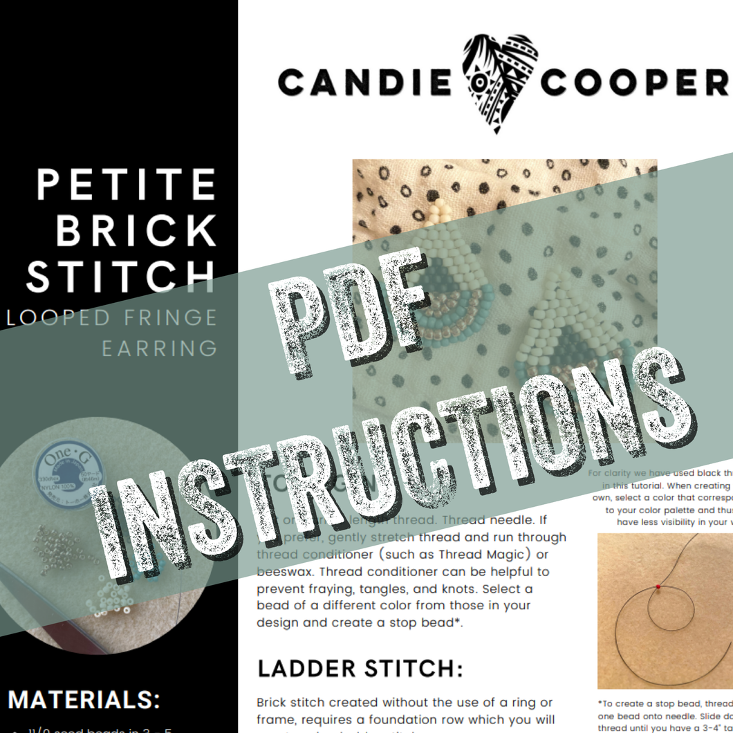 Petite Brick Stitch Looped Fringe Earring Instructions - Digital PDF