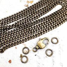 Load image into Gallery viewer, Antique Brass Flattened Curb Chain Necklace Kit
